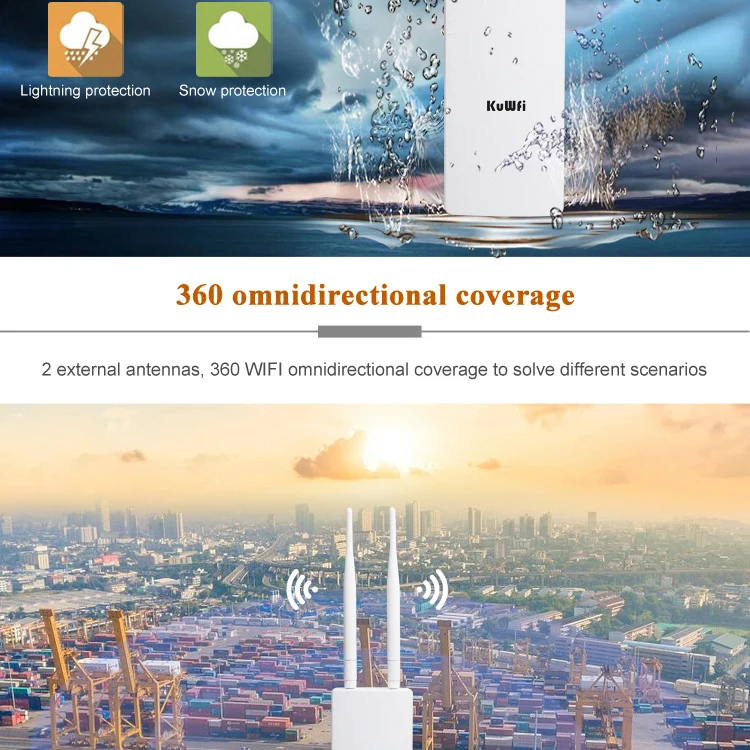 Repetidor de Ponto de Acesso 300mbps sem Fio Cpe sem Fio de 1 a 2km ao ar Ponte de Rede com 48v Kuwfi-roteador Wi-fi Roteador Livre Poe 5 de 1 a 2km ao ar livre, ponte de rede com 48v poe