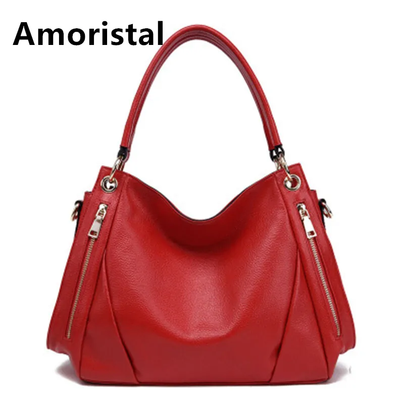 

Shoulder Bags Red Genuine Leather Boston Bag For Women Fashion Designer Wome's Handbag Ladies Tote HandBags Messenger Bag B072