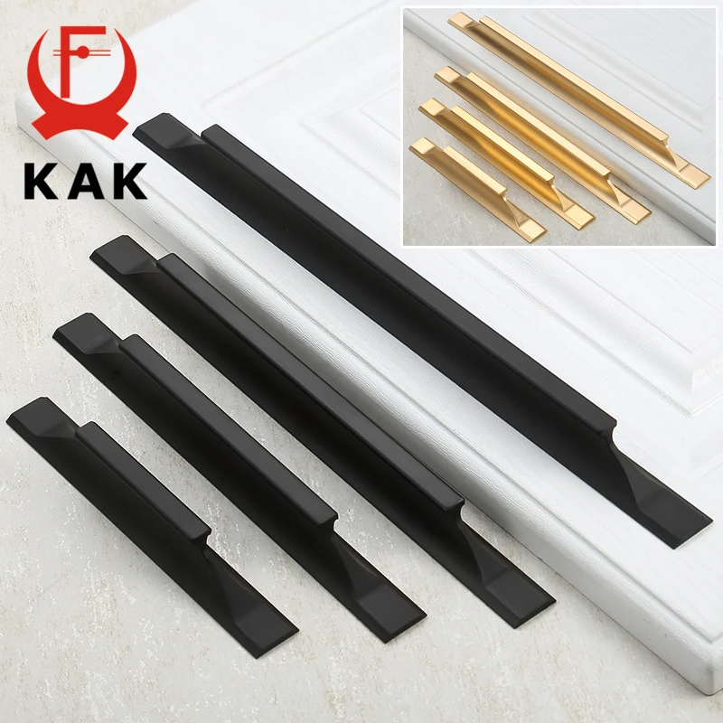 KAK American Style Black Cabinet Handles Gold Solid Aluminum Alloy Kitchen Cupboard Pulls Drawer Knobs Furniture Handle Hardware images - 6