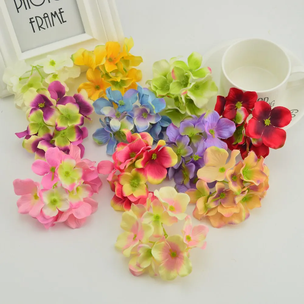 10Pcs Silk Hydrangea Door Lintel Artificial Flowers for Needlework Home Wedding Car Accessories Party Decoration Fake Rose Petal | Дом и сад