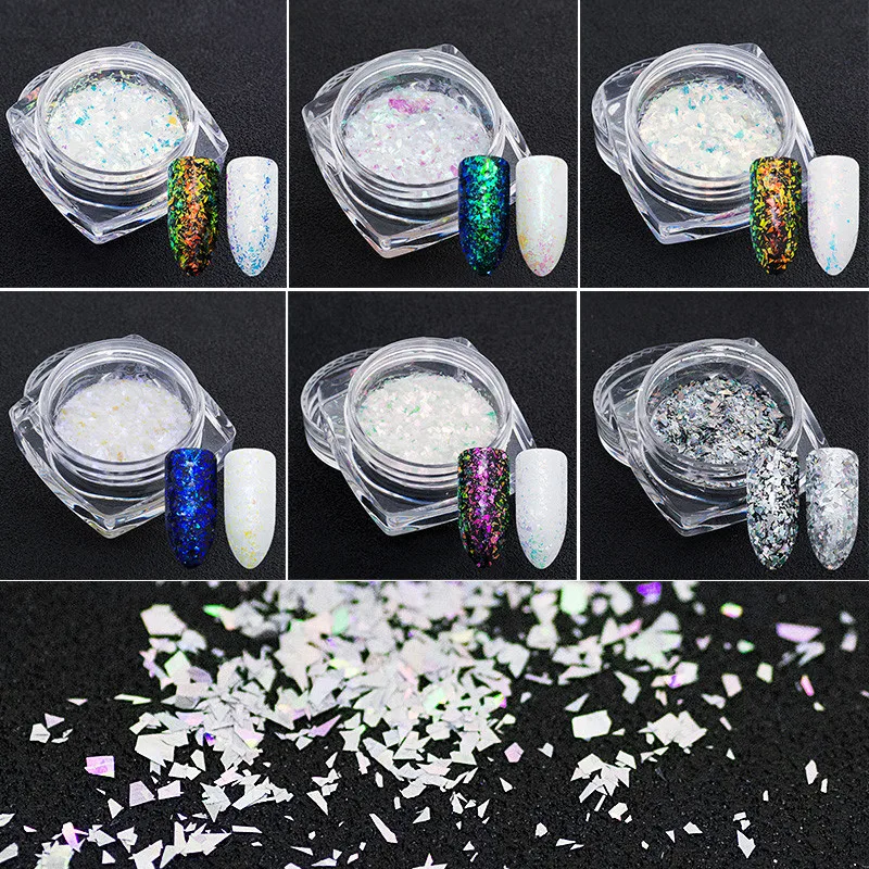 

6Boxes Irregular Thin Snow Flower 3D Nails Summer Colorful Sequins Flake Nail Glitter Powder Paillette DIY Decor Manicure Tip
