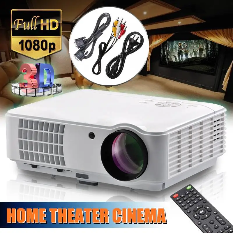 

3D 1080P 2500 Lumens Projector Home Theater Cinema LCD HDMI AV TV VGA HD 110-240V 3D Home Theater Full HD