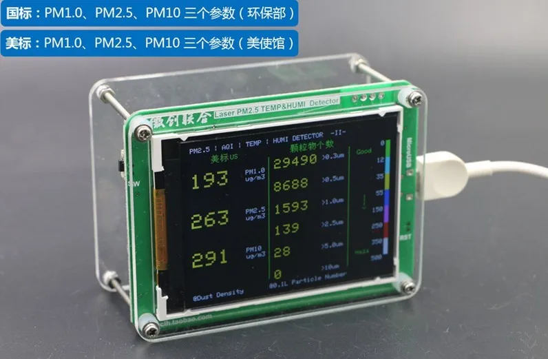 M5 частицы PM2.5 PM1.0 PM10 детектор контроля качества воздуха PM2.5 пыль дымка лазерный датчик с температурой и влажностью TFT lcd