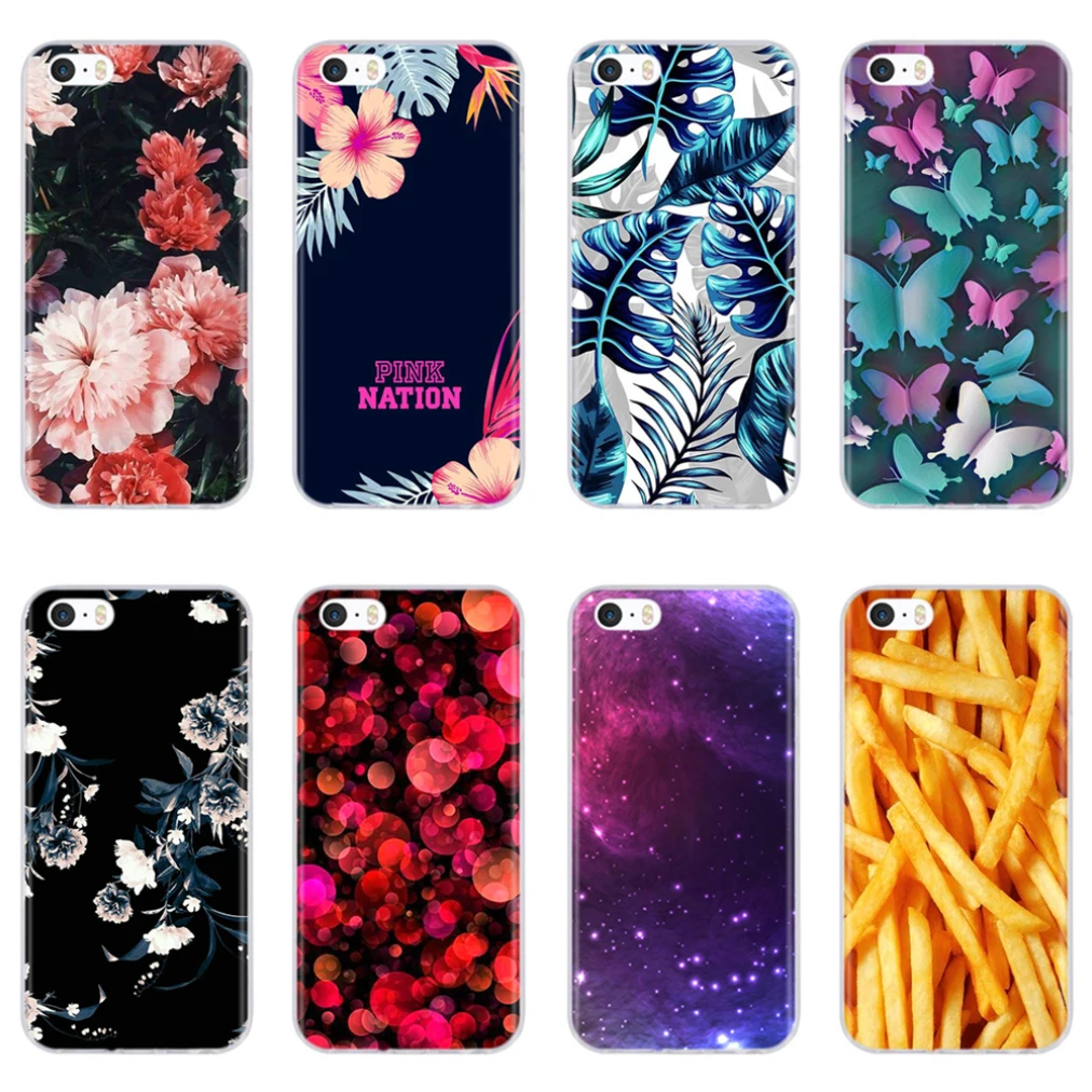 

soft silicone Case For iphone 5s 5 s se 6 6s CaseCover Shell Cover For Apple iPhone 7 8 Bag Funda coque etui bumper paiting