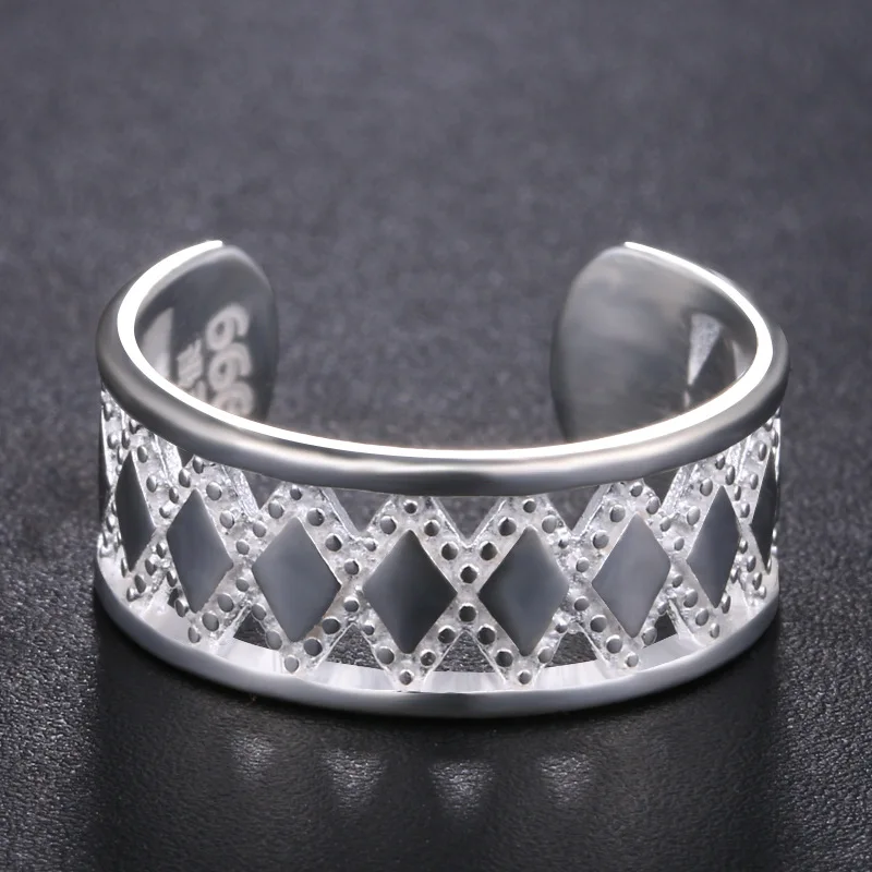 LOZRUNVE of the simple 999 Sterling Silver Ring and hollow diamond