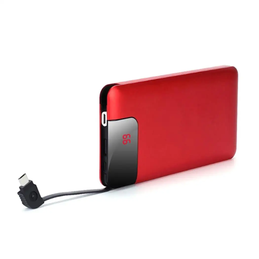 

Large Capacity Slim Power Bank Built-in V8 Cable Mobile Power Fashion Portable Ultra-thin Digital Display Powerbank