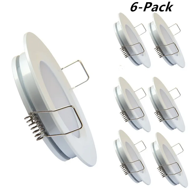 

Topoch Mini Downlight LED 6-Pack Spring Clips Mount Low Profile Full Aluminum DC12V 3W for Camper Boat House Silver/Nickel/White