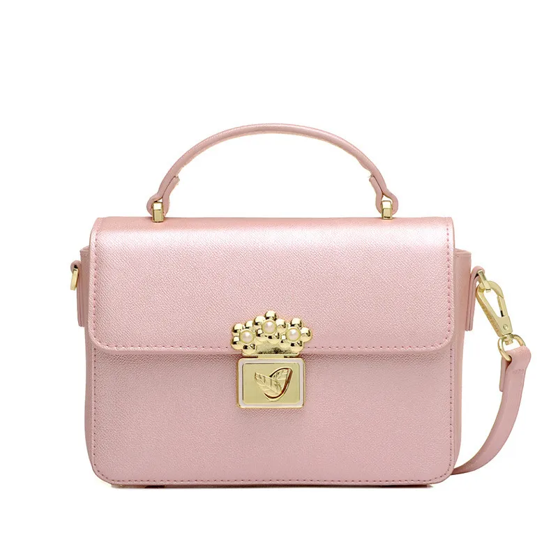 2016 New Fashion Women Candy Color Handbags Leather PU Solid Flap Totes