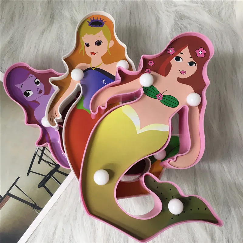 

Led AAA Battery Night Light 3D Mermaid Cartoon Design Lamp With With Hanging Wall Lamp Function For Kids Gift Lighting