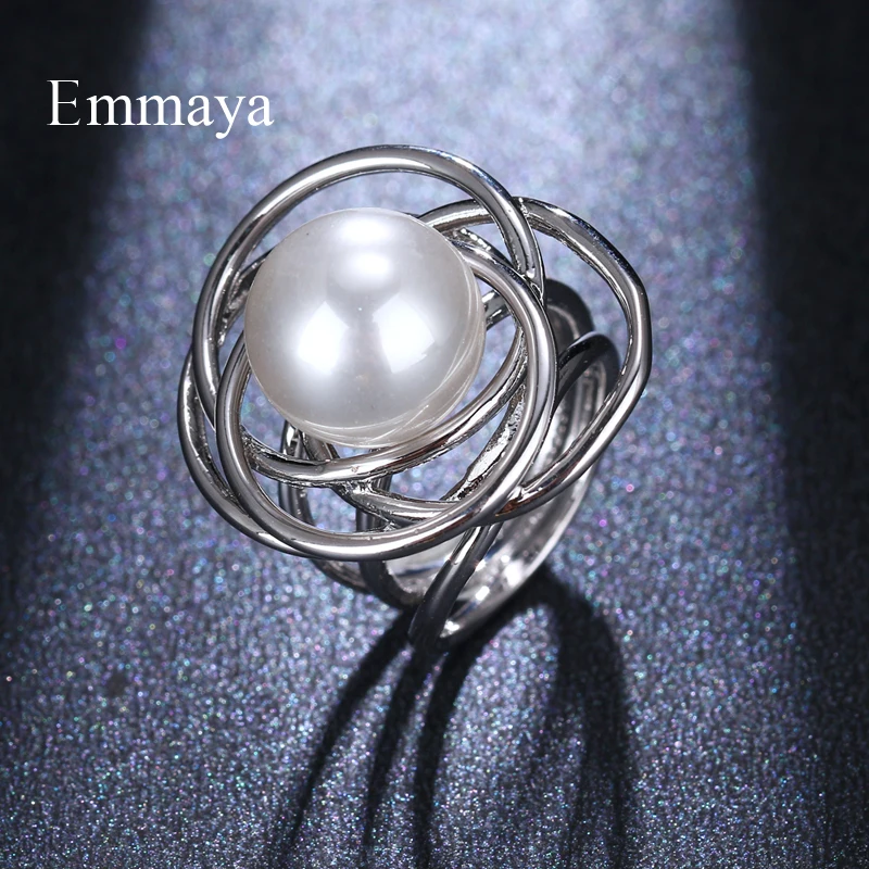 Emmaya, яркие жемчужные круглые кольца для девочек, три цвета, изысканное кольцо для помолвки, подарок