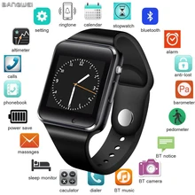 Lige moda das mulheres dos homens relógio inteligente apoio sim tf cartão bluetooth chamada pedômetro à prova dwaterproof água fitness esporte smartwatch android + caixa(China)