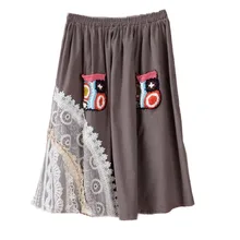 Женская летняя и осенняя Вельветовая юбка миди до колена в Корейском стиле, элегантная кружевная юбка с высокой талией, юбка в складку, школьная одежда Y03691