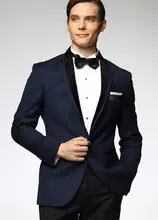 Trajes De Novio Hombre Custom Made Navy Jacket Black Pants Men Slim Fit Suit Tuxedos Grooms Suit Men’s Wedding Suits Party Suits