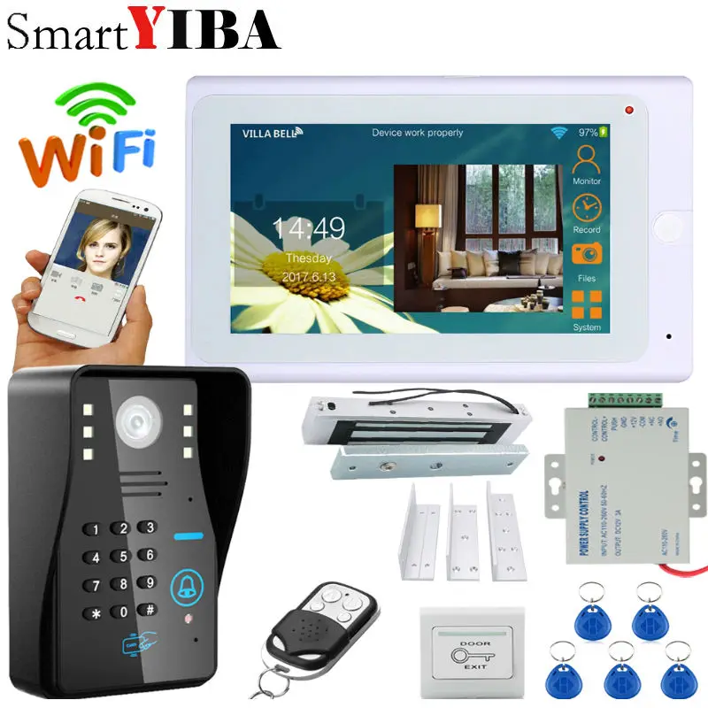 cheap SmartYIBA Video Intercom 7 Inch Monitor Wifi Wireless Video Door Phone Doorbell Camera Intercom System APP With Door Lock