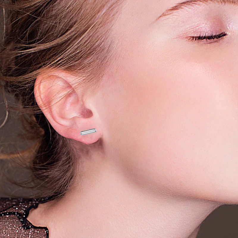

E-Manco Cylindrical Earrings 925 Sterling Silver Fashion Ear Pendant Golden Fashion Jewelry Female Birthday Gift