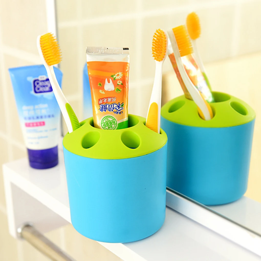 

The Porous Couples Desktop Pen Block Toothbrush Holder Toothpaste Seat Storage Bucket Organizer Accessories Tools