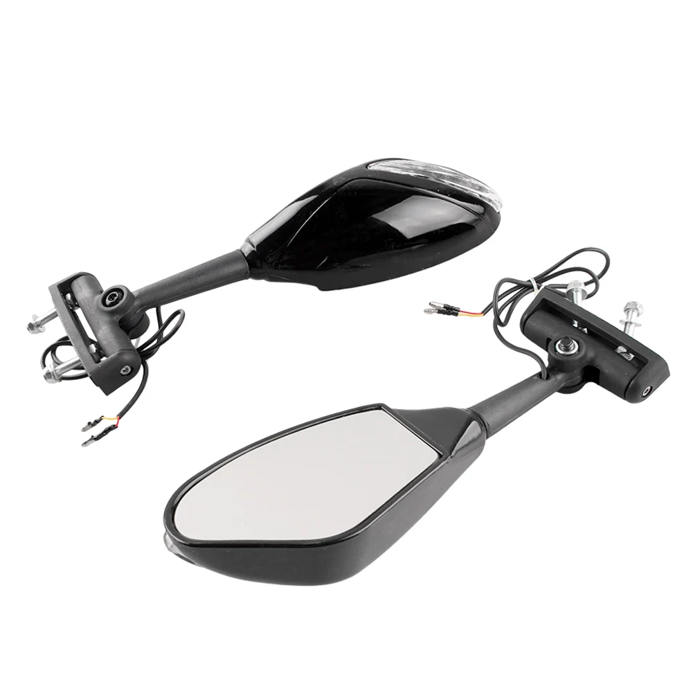LED Indicator Rearview Rear View Side Wing Mirrors Universal For Honda Kawasaki Suzuki Yamaha Ducati All Street Bikes Durable