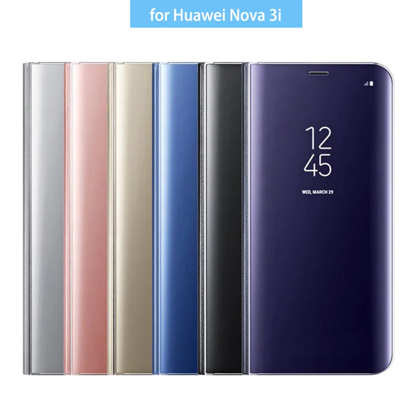 Роскошный прозрачный зеркальный Чехол-книжка с подставкой для huawei nova 3i |