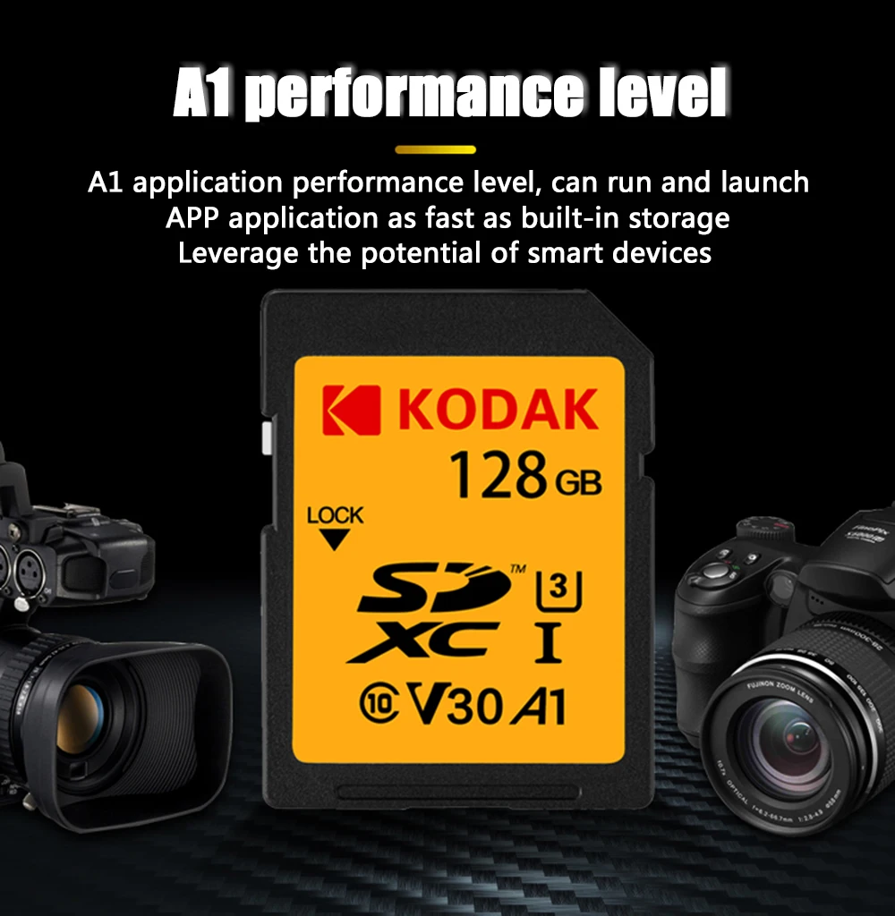 Sd-карта Kodak 64 Гб карта памяти 128 ГБ SDXC U3/U1 V30/V90 carte sd для sony Canon Nikon micro SLR цифровая камера cartao de memoria