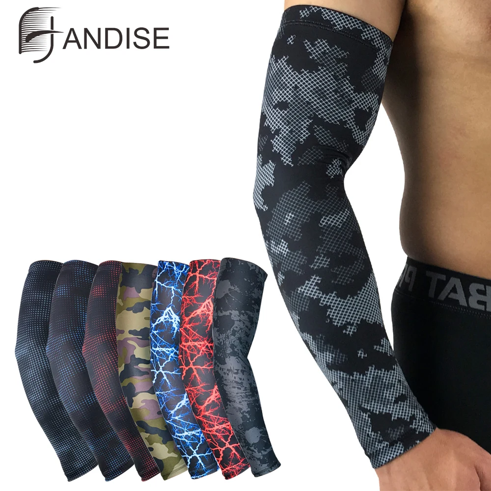 Men Sun Cycling Sleeves Arm Warmers Breathable Quick Dry UV Protection Camo Arm Sleeve Lycra Running Camping Golf Arm Covers