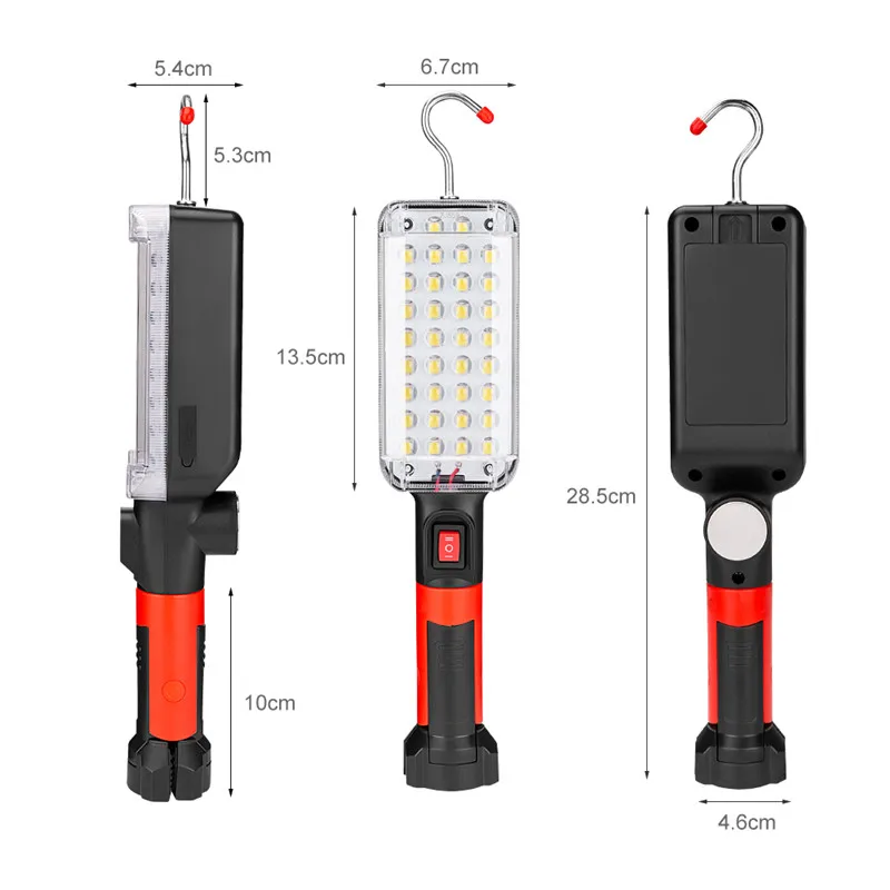 SANYI 2 режима портативный светильник USB Перезаряжаемый 2*18650 фонарь на батарейках Рабочая лампа Магнитный Подвесной фонарик с крюком