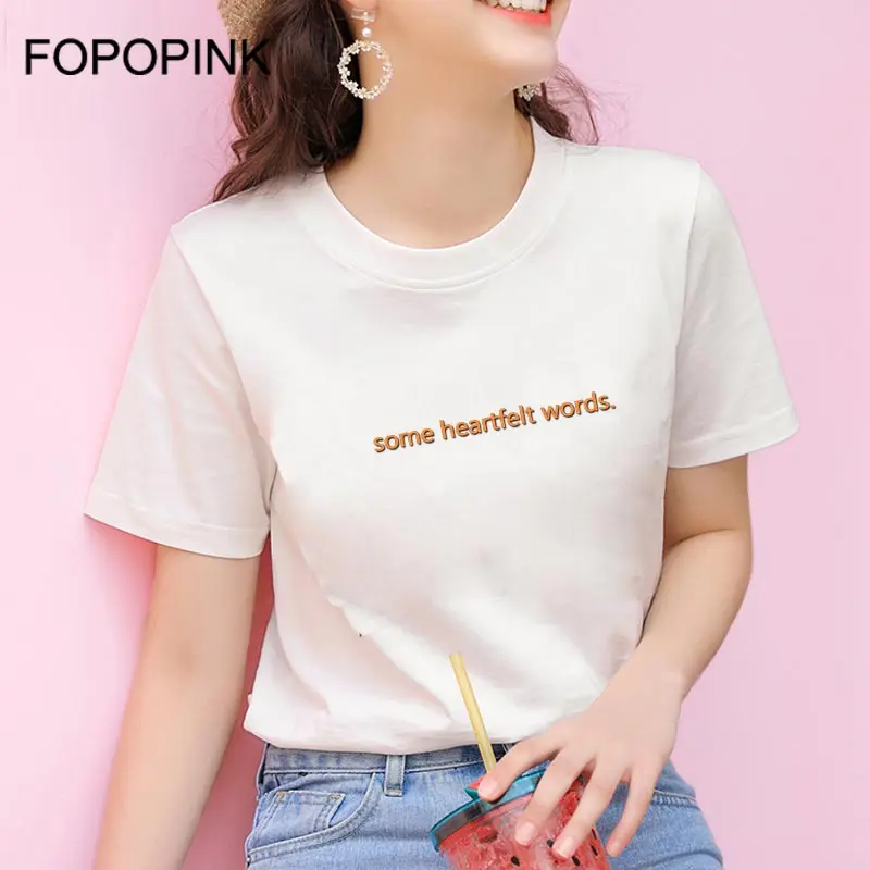 Korean Style T Shirt Women 2018 Summer Top Some Heartfelt Words Tshirt
