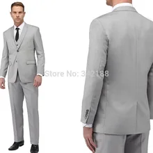 Индивидуальный заказ Vent Жених Смокинги Серый Лучший человек лацкан друг жениха Мужские свадебные костюмы пиджак для жениха+ брюки+ галстук+ жилет/лучший костюм
