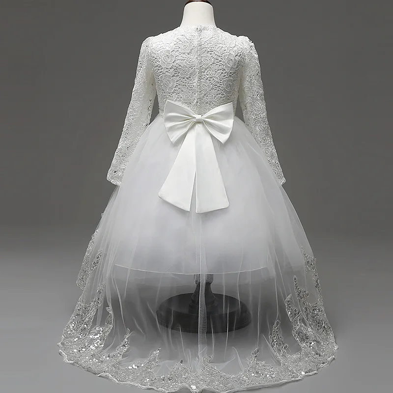 S Princess Flower Wedding Party Dresses Bridesmaid Kids Bow Long S Princess Flower Wedding Party Dresses Bridesmaid Kids Bow Long Tail Evening White Dress Children Fashion Lace Costume In From Mother