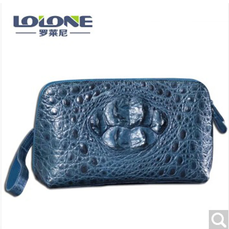 luolaini Crocodile leather man clutch bag crocodile skull business man bag large capacity zipper hand bag real purse