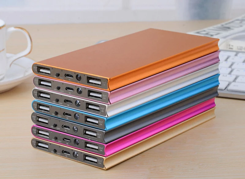New Ultra-thin Metal Case 12000mAh Polymer Battery Charger Dual USB Power Bank