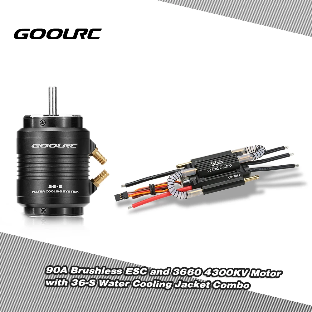 

Original GoolRC 90A Brushless ESC and 3660 4300KV Motor with 36-S Water Cooling Combo for 800-1000mm RC Boat Parts