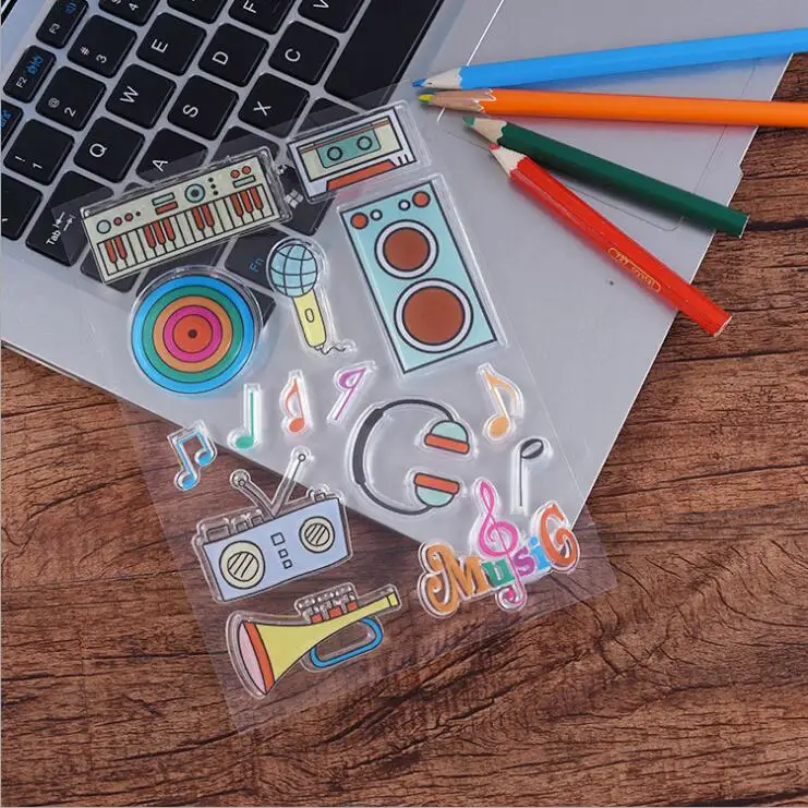 

Music Equipment Color Transparent Silicone Clear Stamps for Scrapbooking DIY Paper Card Making Decorative Seal Sheet Craft Gifts