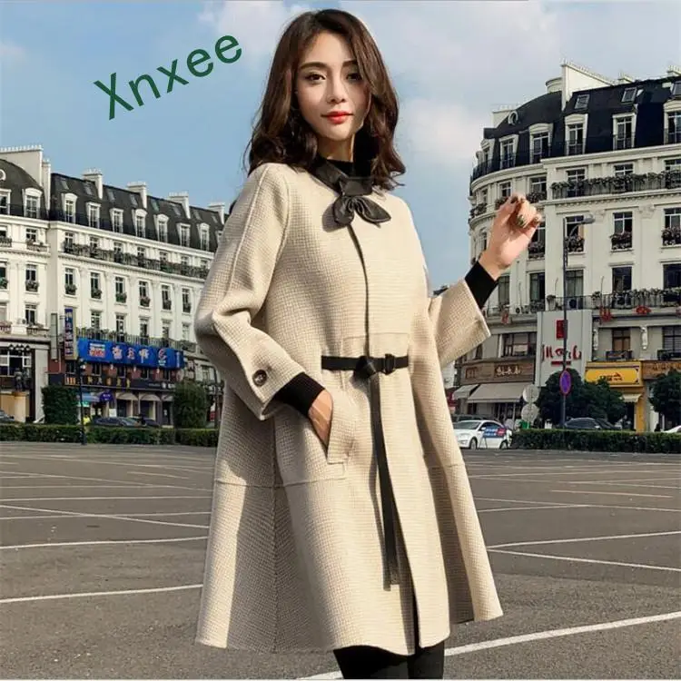 Xnxee 2019 тканевое пальто женское длинное Новое студенческое шерстяное