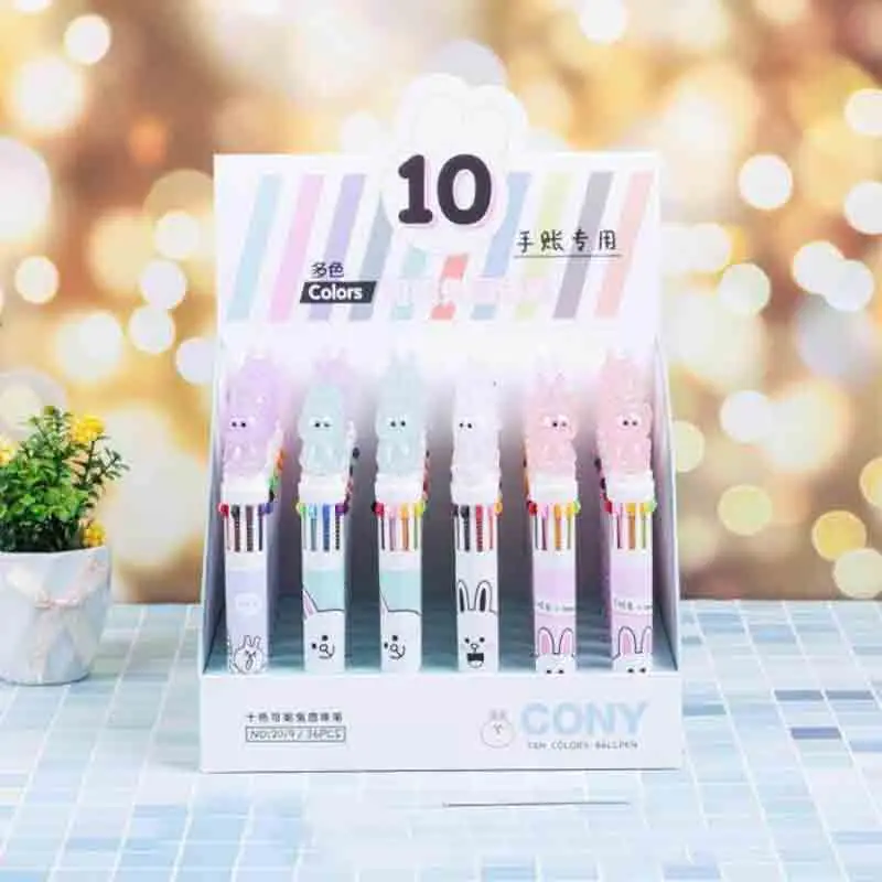 

2 Pcs Kawaii Schedule Rabbit 10 Colors Chunky Ballpoint Pen School Office Supply Gift Stationery Papelaria Escolar