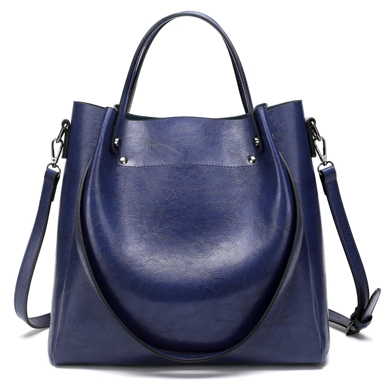 Модная роскошная женская сумка-мессенджер, большая вместительность, простая дамская сумка для офиса, женские кожаные сумки, сумка-мешок с верхней ручкой - Цвет: Royal blue