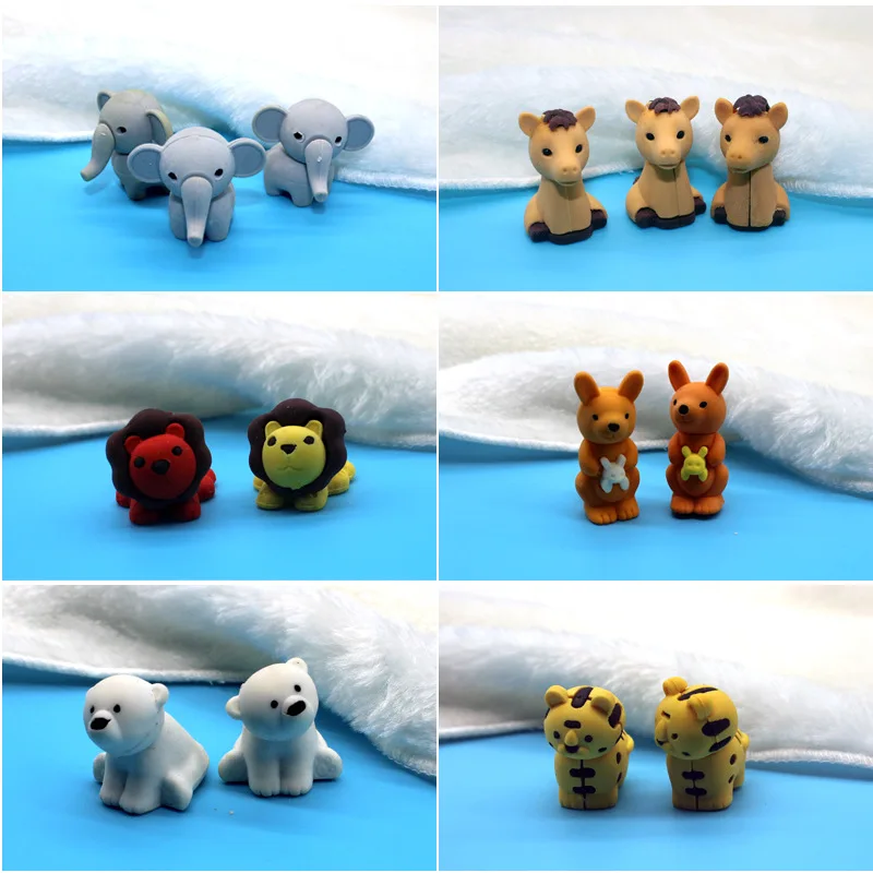 

3pcs/ Cartoon Animal Eraser Creative Detachable Unloading Rubber Customized Injection Molding 3D Animal Eraser Kids Gift