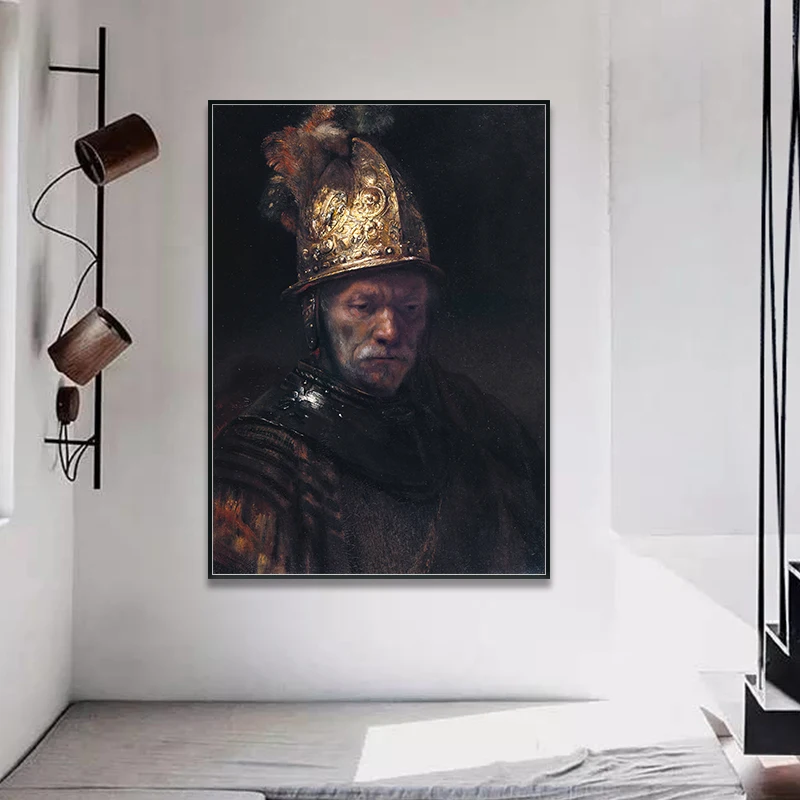 Rembrandt Harmenszoon van Rijn человек с золотым шлемом, печать на холсте, живопись, плакат, Настенная картина для прихожей, домашний декор