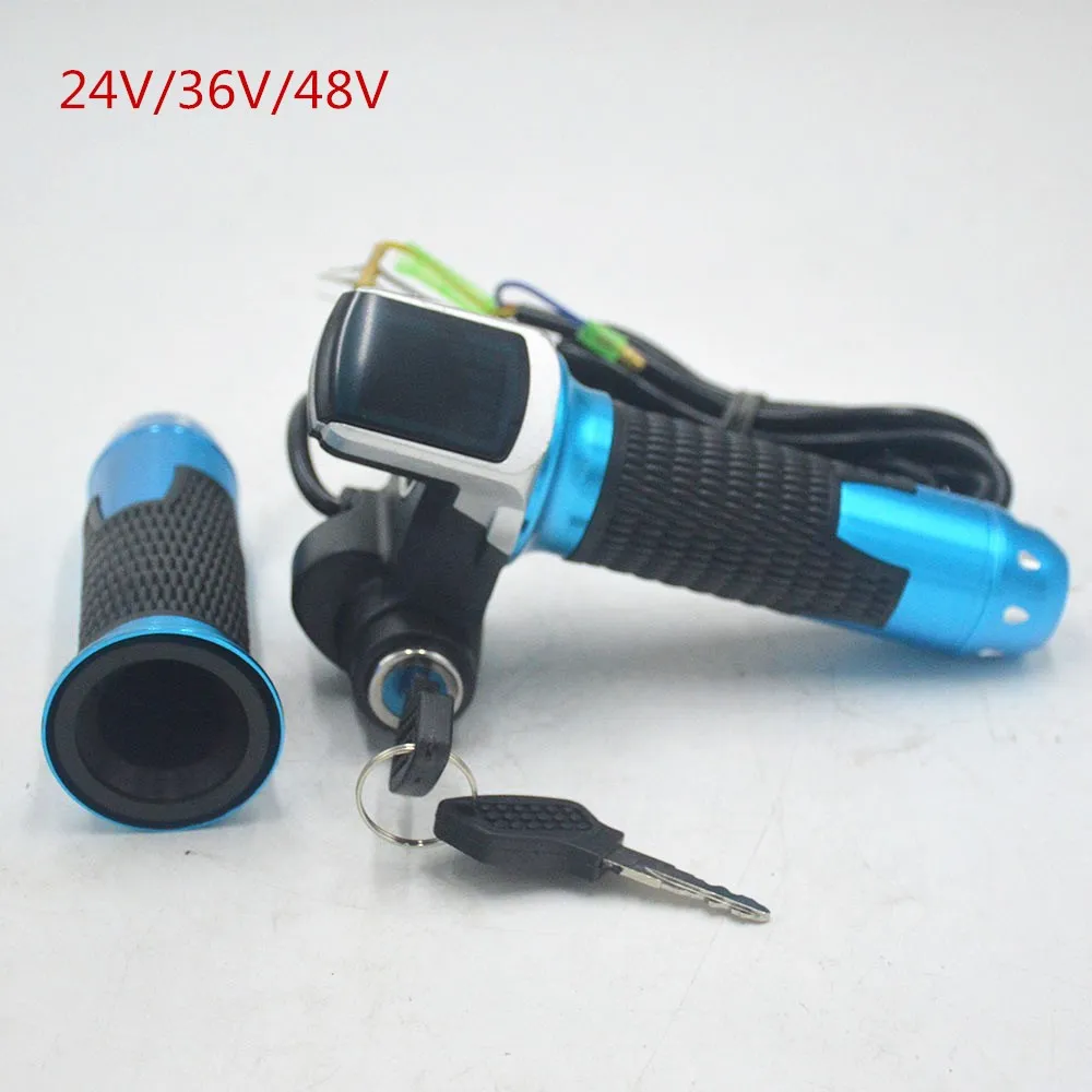 Best 24V 36V 48V ebike throttle accelerator with LCD battery display Indicator/ON-OFF Key Lock for electric bike/bicycle/scooter 0