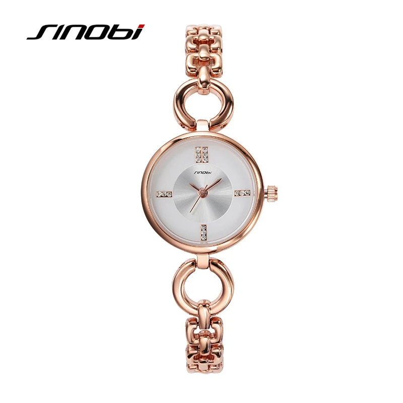 

SINOBI Brand Watch Ladies Fashion Rose Gold Bracelet Wristwatches Waterproof Women's Quartz-watch Montre Femme relogio feminino