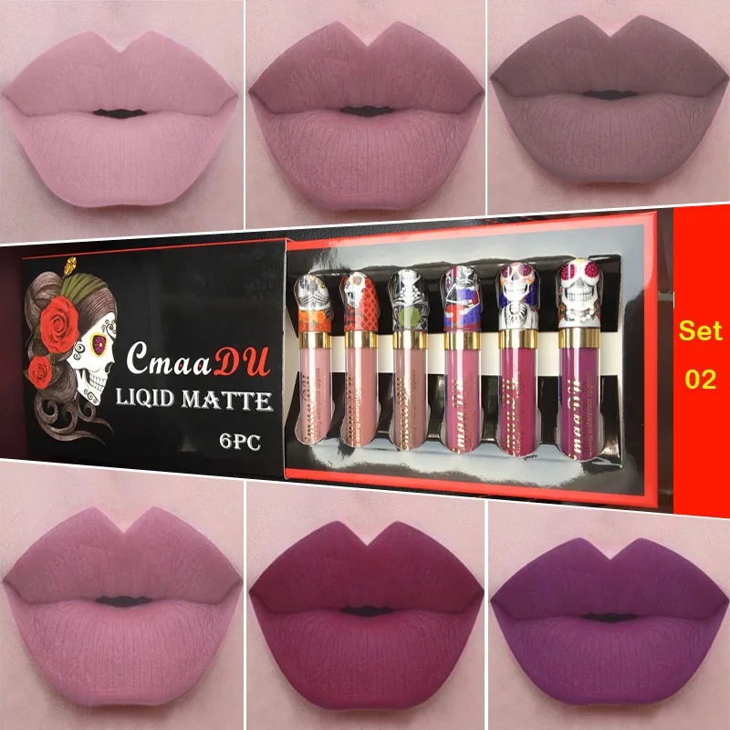 

CmaaDu Matte Liquid Lip Gloss Waterproof Sexy Glitter Lipstick Long Lasting Makeup Cosmetics Lipgloss Red Lip Tint TSLM2