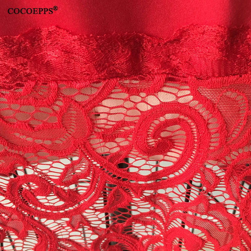 COCOEPPS, новинка, 6XL, большой размер, кружевное цветочное осеннее платье для женщин, а-силуэт, Красного размера плюс, повседневное женское платье, три четверти, Vestidos