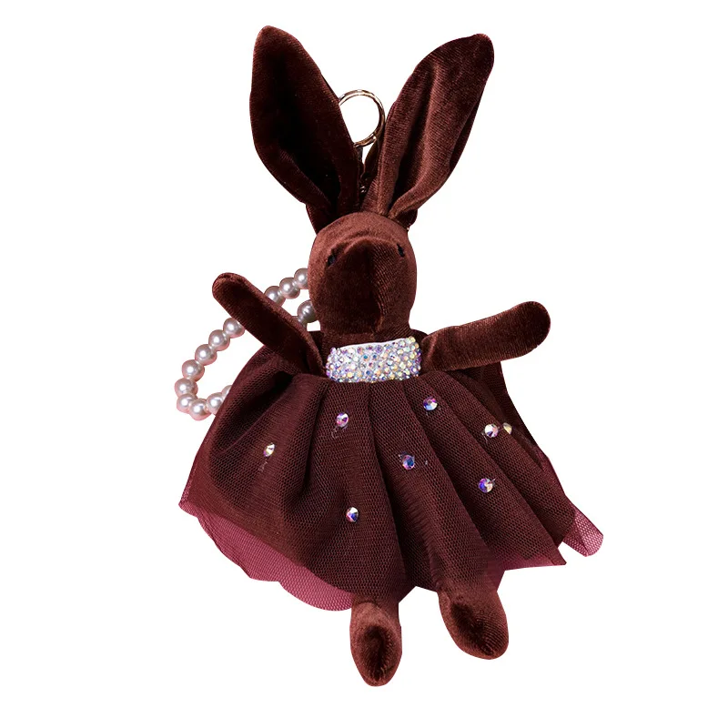 

Cute Crystal Ribbon Bow Big Ear Fabric Animal Rabbit Keychain Keyring Keyholder Bag Pendant Handbag Charms Porte Clef Gift Loved
