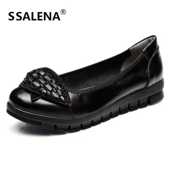 

Women Genuine Leather Flats Ladies Ballets Peas Shoes Soft Comfortable Autumn Dress Shoes Women Shallow Shoes Size 35-40 #C328
