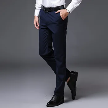 

2019 New Brand Dress Pants Spring Autumn High Quality Men's Black Casual Trousers Business Fashion Slim Fit Suit Pants Clothing