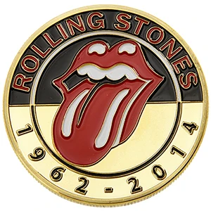 PIKAALAFAN Rolling Stones группа посеребренные памятные монеты рок-группа музыкальные фанаты собирают зарубежные монеты - Цвет: Светло-желтый