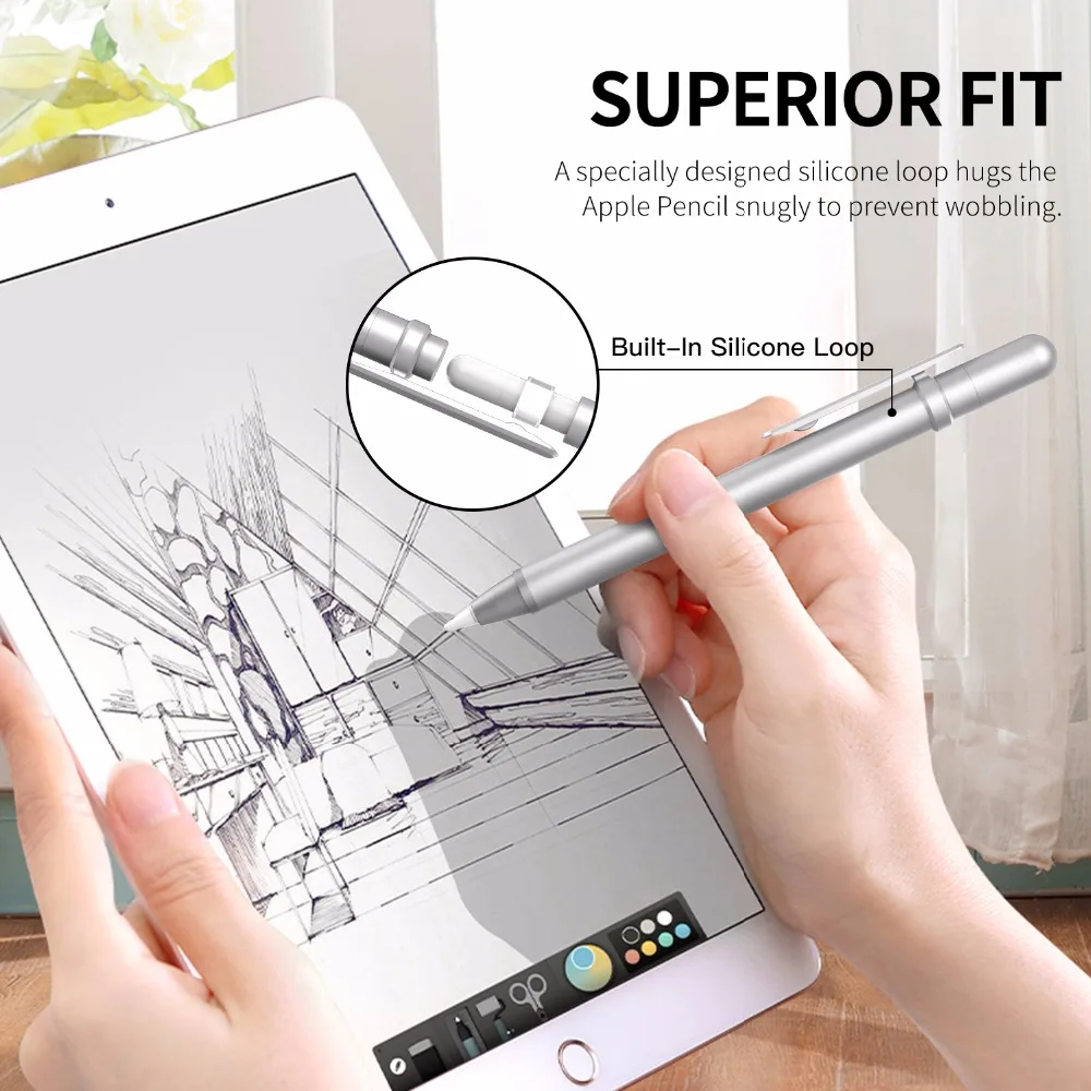 Алюминиевый Чехол для карандаша MoKo совместимый с Apple Pencil Встроенный зажим чехол