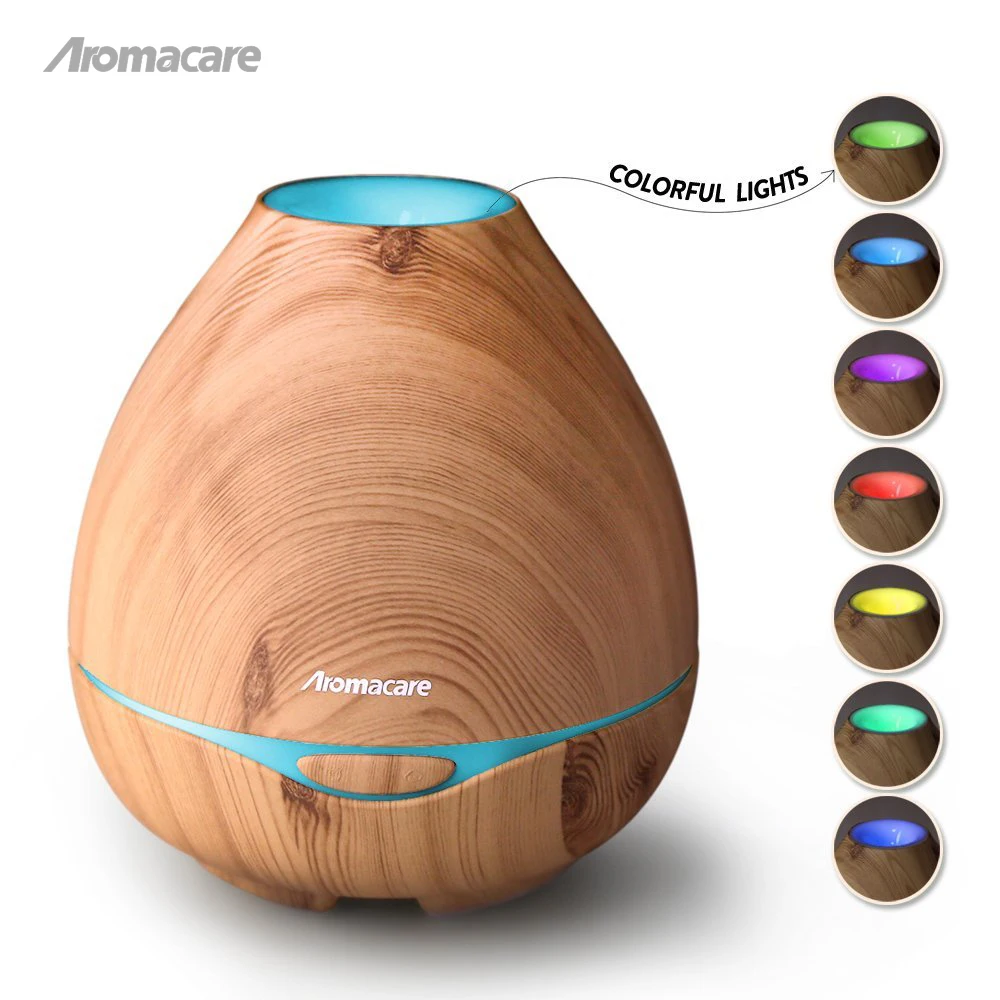 

Aromacare 300ml Aroma Diffuser For Essential Oils, Aromatherapy Ultrasonic Cool Mist Humidifier-Wood Grain Color Night Light