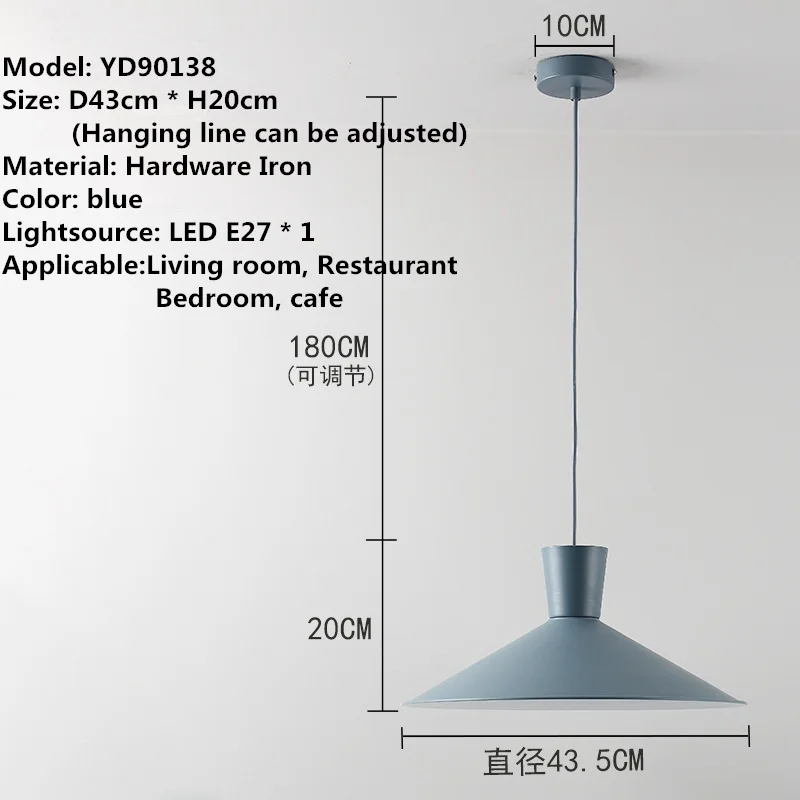 Современный скандинавский минималистичный креативный подвесной светильник для бара, лампы для гостиной, светильники для столовой, подвесные светильники для ресторана - Цвет корпуса: B style blue D43cm