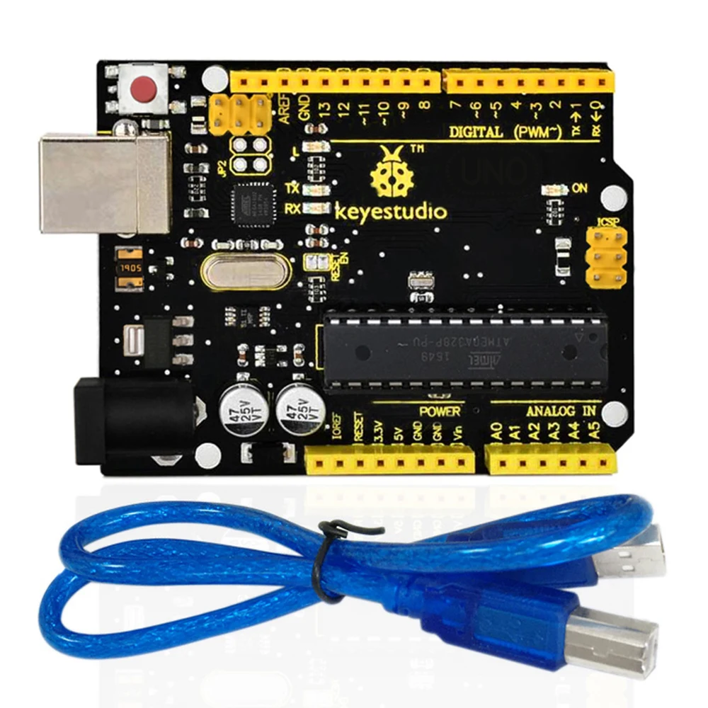 Keyestudio UNO R3 ATmega328P макетная плата+ usb-кабель, совместимый с Arduino UNO R3