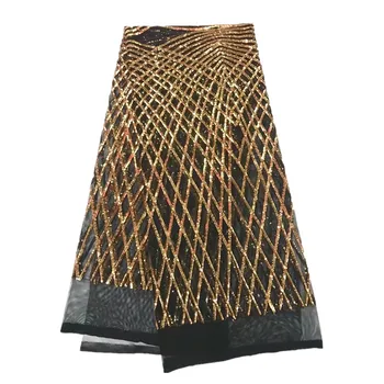 

Nigeria French Tulle Lace Fabric with Sequins African French Net Fabrics Tulle lace for Dresses French Mesh Sequined Lace -X